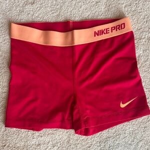 Nike Pro Dri Fit Red/Hot Pink &Orange Shorts Size M